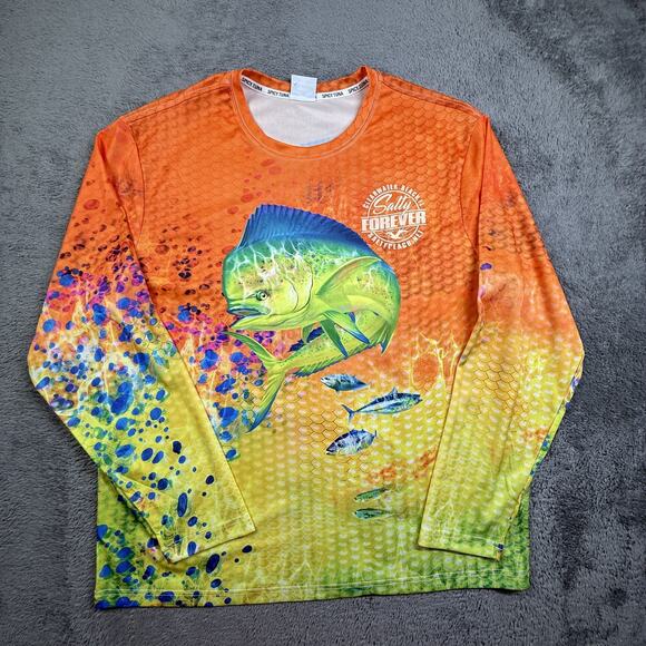 Spicy Tuna Other - Spicy Tuna Coastal Outfitter Mahi Mahi Fishing Shirt Men's XXL Orange Long Sleev